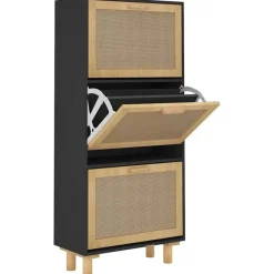Schoenenkasten-vidaXL - Schoenenrek - Zwart - Bewerkt hout