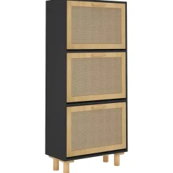 Schoenenkasten-vidaXL - Schoenenrek - Zwart - Bewerkt hout