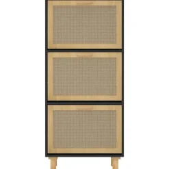 Schoenenkasten-vidaXL - Schoenenrek - Zwart - Bewerkt hout