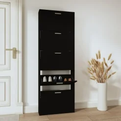 vidaXL - Schoenenrek - Zwart - Bewerkt hout