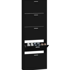 vidaXL - Schoenenrek - Zwart - Bewerkt hout