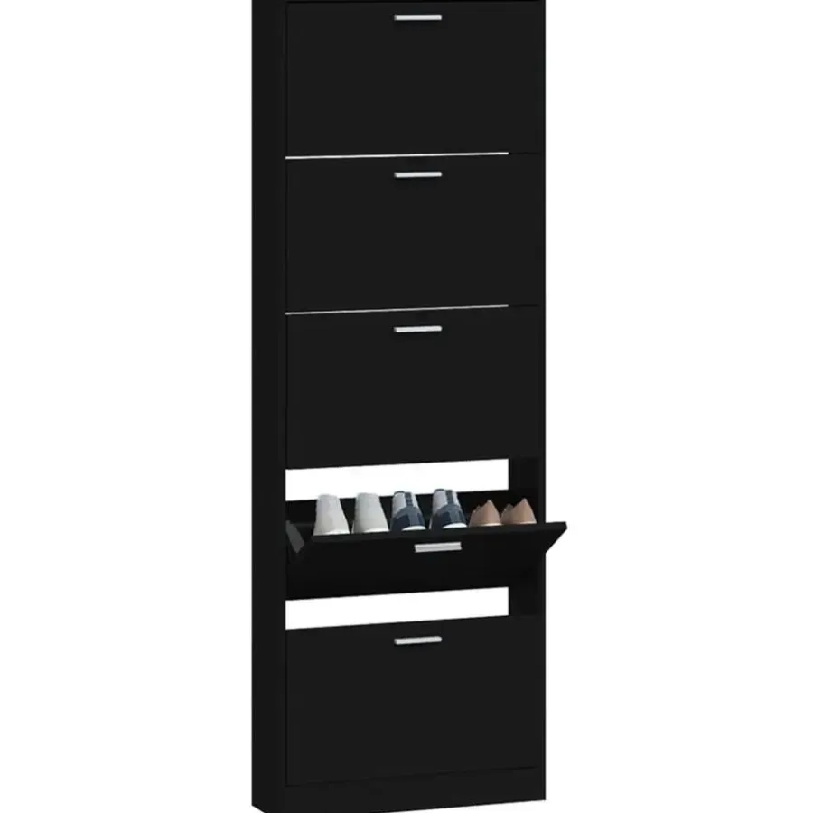 vidaXL - Schoenenrek - Zwart - Bewerkt hout