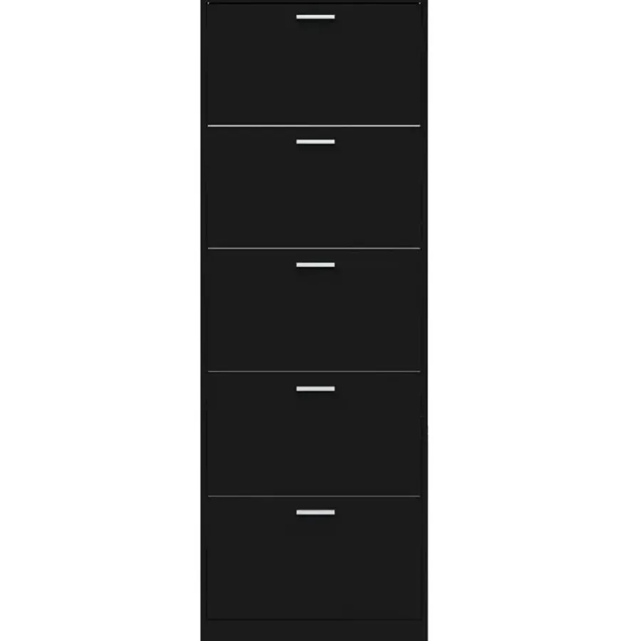 vidaXL - Schoenenrek - Zwart - Bewerkt hout