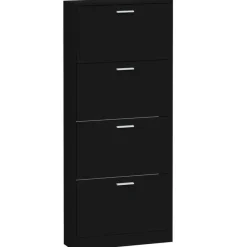 Schoenenkasten-vidaXL - Schoenenrek - Zwart - Bewerkt hout