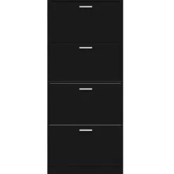 Schoenenkasten-vidaXL - Schoenenrek - Zwart - Bewerkt hout
