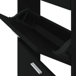 Schoenenkasten-vidaXL - Schoenenrek - Zwart - Bewerkt hout