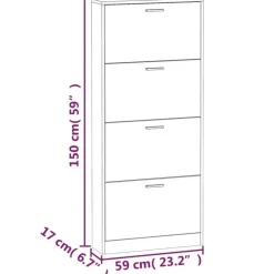 Schoenenkasten-vidaXL - Schoenenrek - Zwart - Bewerkt hout