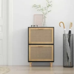Schoenenkasten-vidaXL - Schoenenrek - Zwart - Bewerkt hout