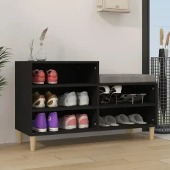 Kledingopbergers-vidaXL - Schoenenrek - Zwart - Bewerkt hout