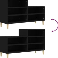 Kledingopbergers-vidaXL - Schoenenrek - Zwart - Bewerkt hout