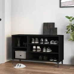 Kledingopbergers-vidaXL - Schoenenrek - Zwart - Bewerkt hout