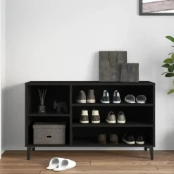Kledingopbergers-vidaXL - Schoenenrek - Zwart - Bewerkt hout