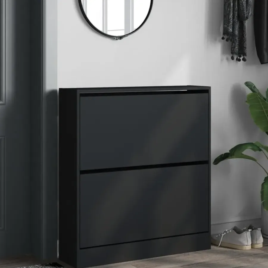 vidaXL - Schoenenrek - Zwart - Bewerkt hout - 80 x 21 x 87.5 cm
