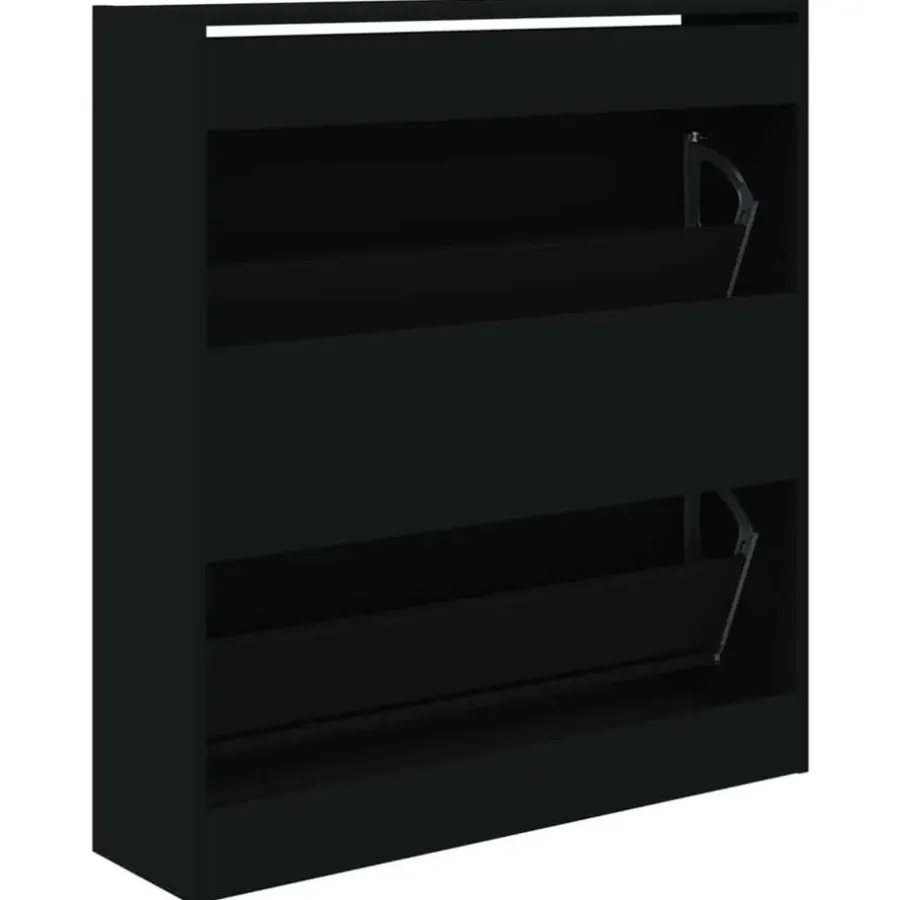 vidaXL - Schoenenrek - Zwart - Bewerkt hout - 80 x 21 x 87.5 cm