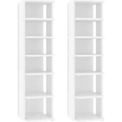Kledingopbergers-vidaXL - Schoenrek - Wit - Bewerkt hout - 2 stuks