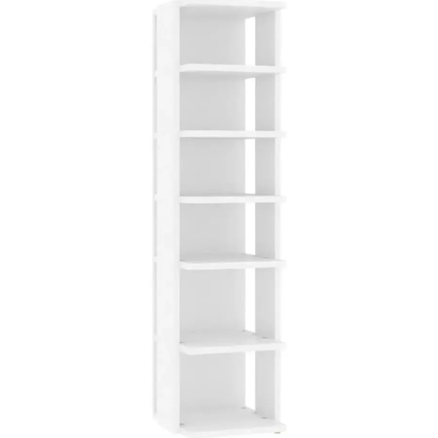 Kledingopbergers-vidaXL - Schoenrek - Wit - Bewerkt hout - 2 stuks