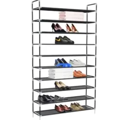 vidaXL - Schoenrek - Zwart - Stof - 100 x 29.5 x 170 cm