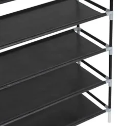 vidaXL - Schoenrek - Zwart - Stof - 100 x 29.5 x 170 cm