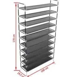 vidaXL - Schoenrek - Zwart - Stof - 100 x 29.5 x 170 cm