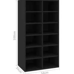 vidaXL - Schoenrek - Zwart - Bewerkt hout