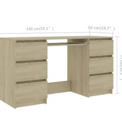 Bureaus-vidaXL - Schrijfbureau - Bruin - Bewerkt hout