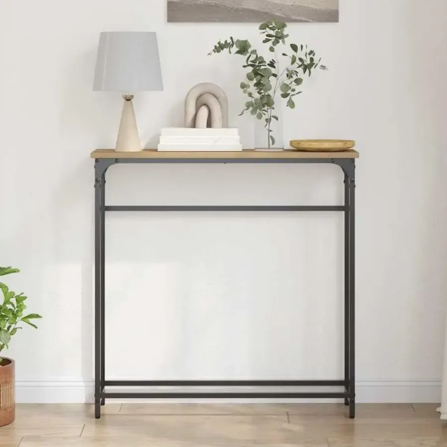 Sidetables-vidaXL - Sidetable - Artisanaal eiken - Gelaagd hout en metaal - 75x19.5x75 cm