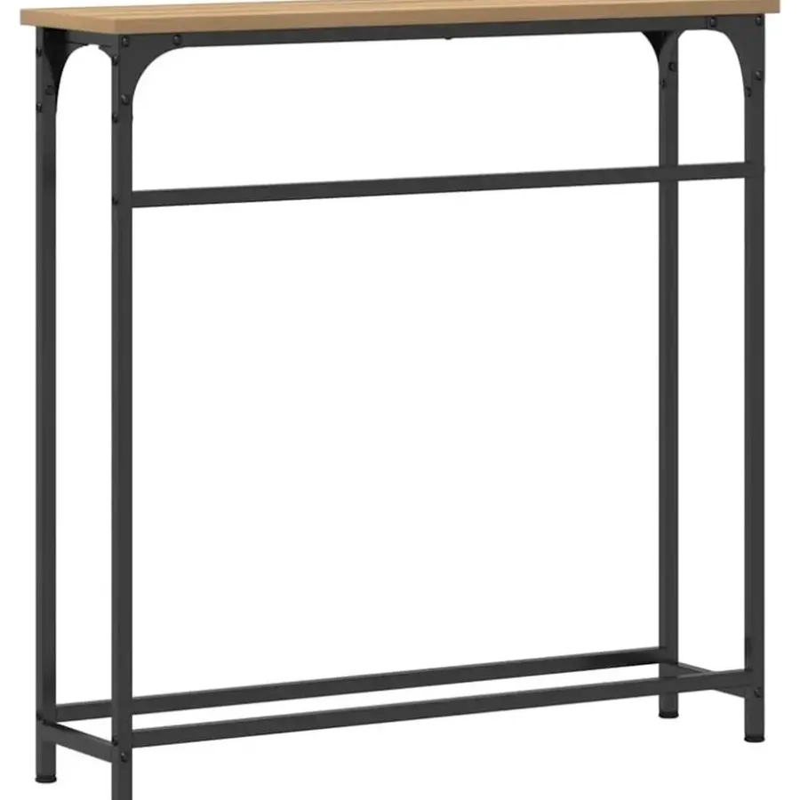 Sidetables-vidaXL - Sidetable - Artisanaal eiken - Gelaagd hout en metaal - 75x19.5x75 cm