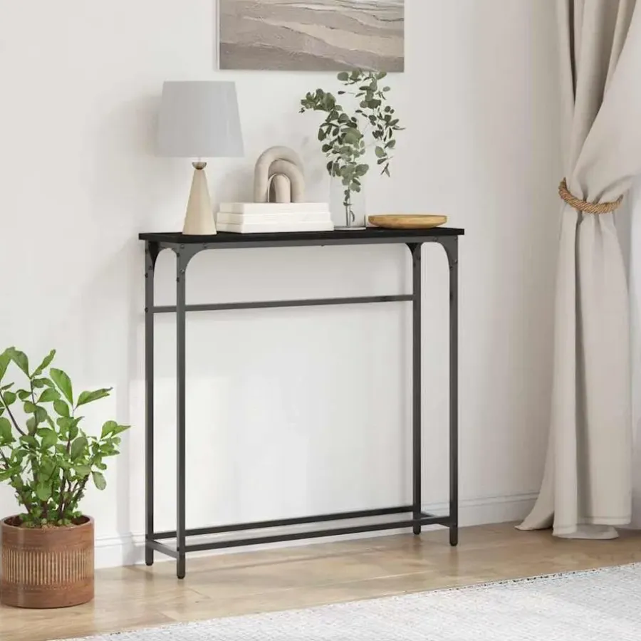 vidaXL - Sidetable - Zwart - Gelaagd hout en metaal - 75x19.5x75 cm