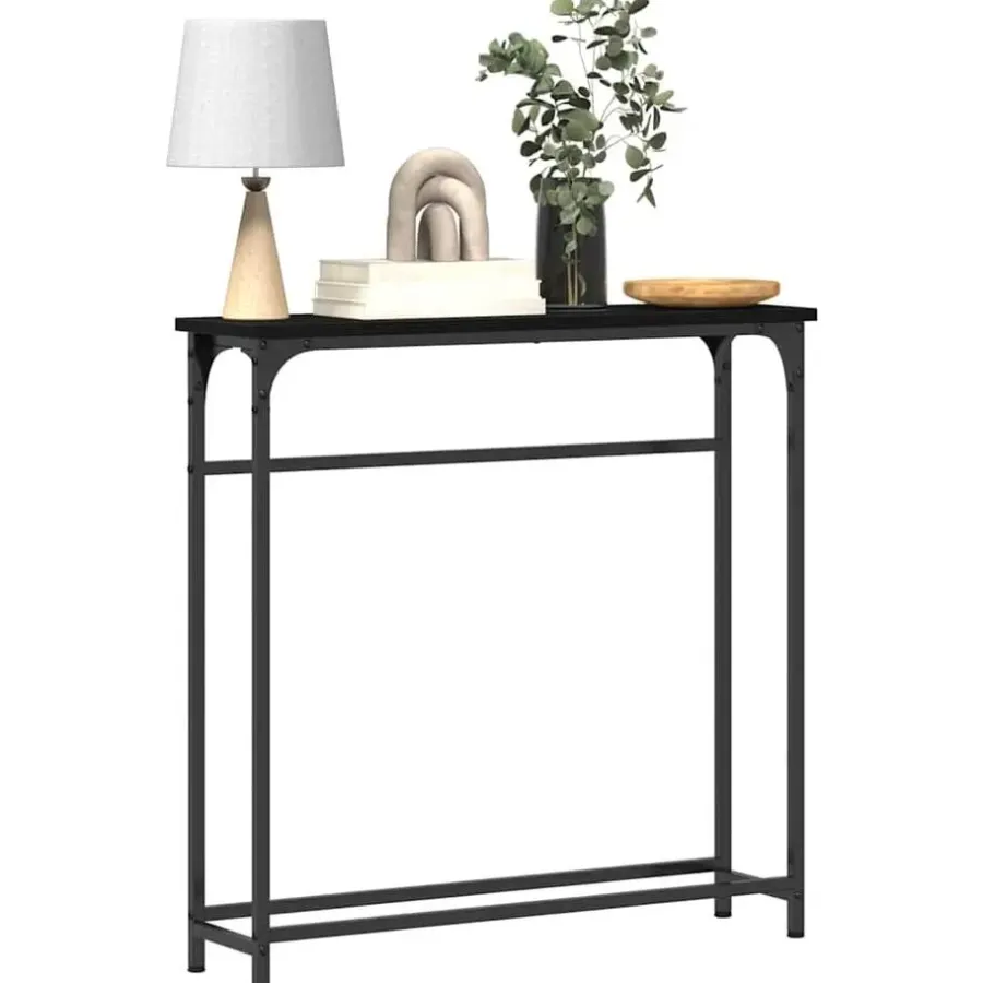 vidaXL - Sidetable - Zwart - Gelaagd hout en metaal - 75x19.5x75 cm