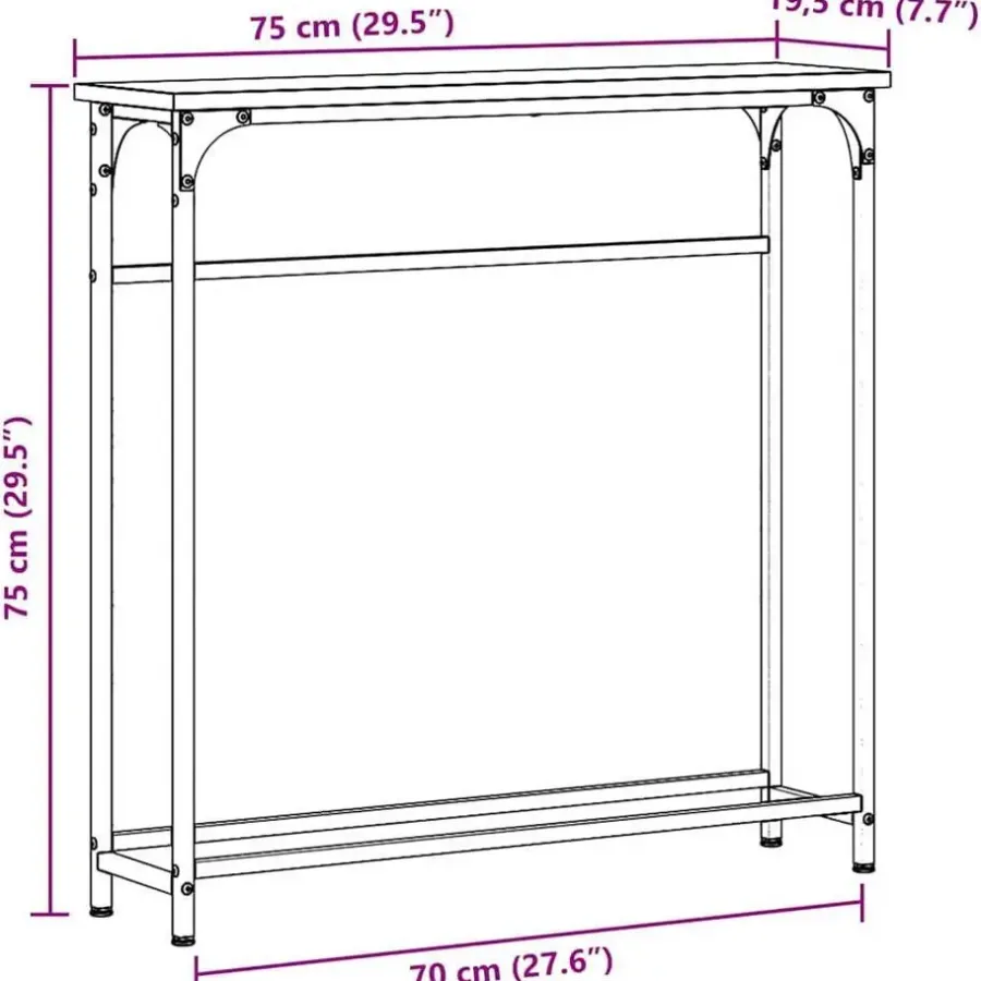 vidaXL - Sidetable - Zwart - Gelaagd hout en metaal - 75x19.5x75 cm