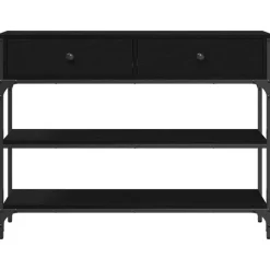 vidaXL - Sidetable met 2 lades 2 schappen - Zwart - Gelaagd hout - 100x25x75 cm