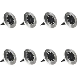 Grondspots-vidaXL - Solar Grondlamp - Zilver - Kunststof - 8 stuks