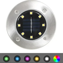 Grondspots-vidaXL - Solar Grondlamp - Zilver - Kunststof - 8 stuks