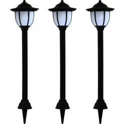 Prikspots|Solar Tuinverlichting-vidaXL - Solarlamp - Zwart - Polypropyleen - 3 stuks