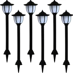 Prikspots|Solar Tuinverlichting-vidaXL - Solarlamp - Zwart - Polypropyleen - 6 stuks