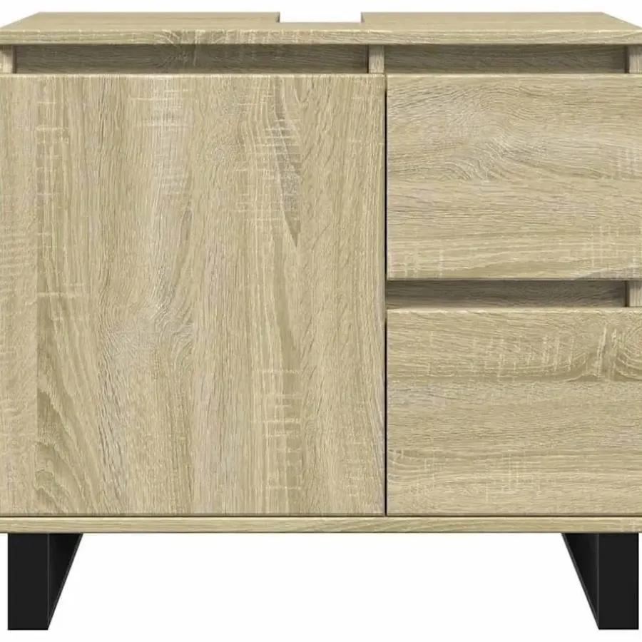 vidaXL - Sonoma eiken Wastafelonderkast met 1 deur 2 lades - 65x33x60 cm