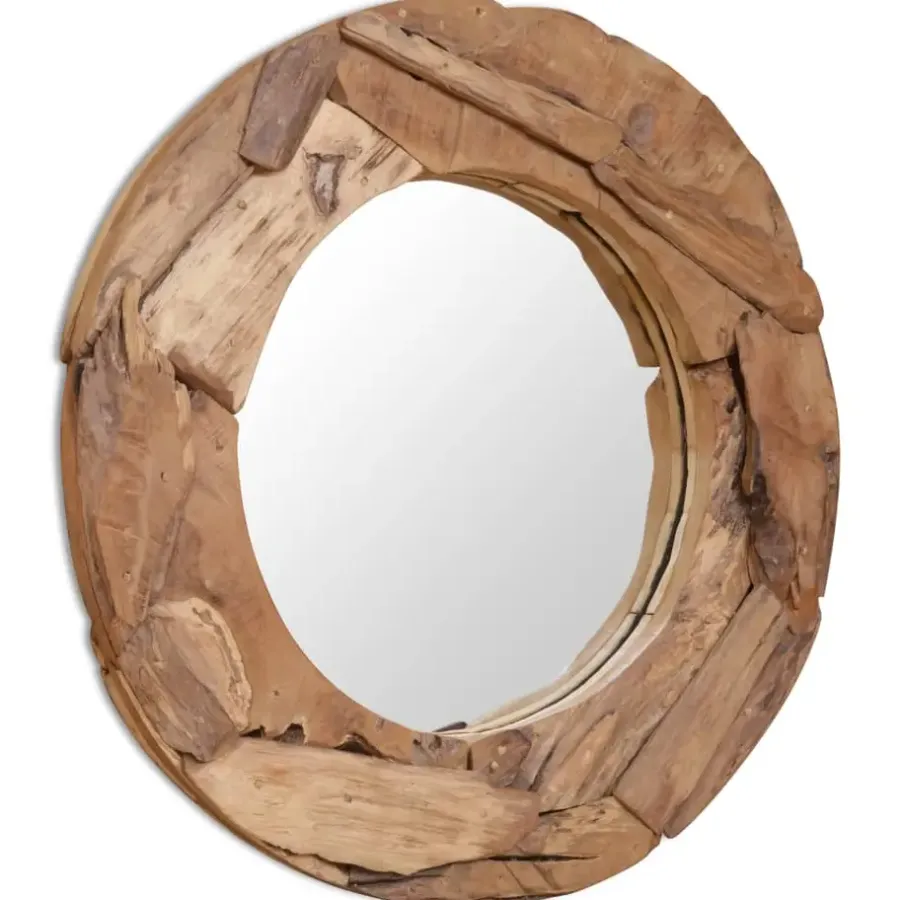 Spiegels-vidaXL - Spiegel - Bruin - Teakhout - 80 cm