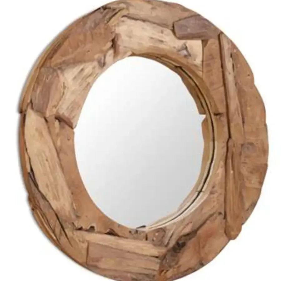 Spiegels-vidaXL - Spiegel - Bruin - Teakhout - 80 cm