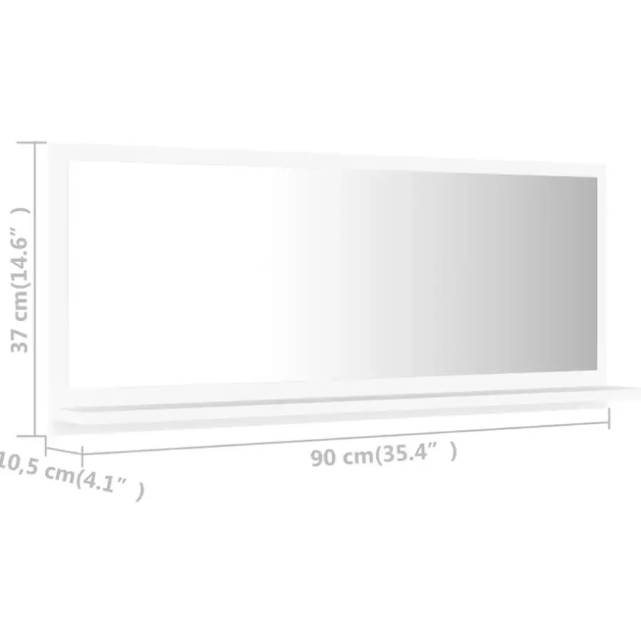 vidaXL - Spiegel - Wit - Bewerkt hout - 90 x 10.5 x 37 cm