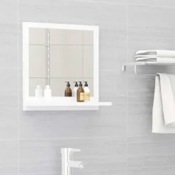 Spiegelkasten-vidaXL - Spiegel - Wit - Bewerkt hout - 40 x 10.5 x 37 cm