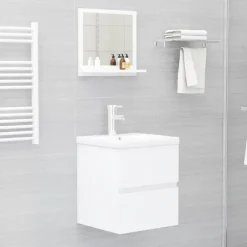 Spiegelkasten-vidaXL - Spiegel - Wit - Bewerkt hout - 40 x 10.5 x 37 cm