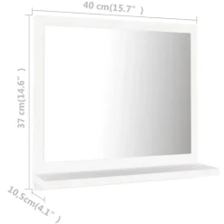 Spiegelkasten-vidaXL - Spiegel - Wit - Bewerkt hout - 40 x 10.5 x 37 cm