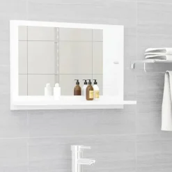 Spiegelkasten-vidaXL - Spiegel - Wit - Bewerkt hout - 60 x 10.5 x 37 cm
