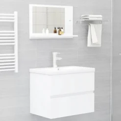 Spiegelkasten-vidaXL - Spiegel - Wit - Bewerkt hout - 60 x 10.5 x 37 cm