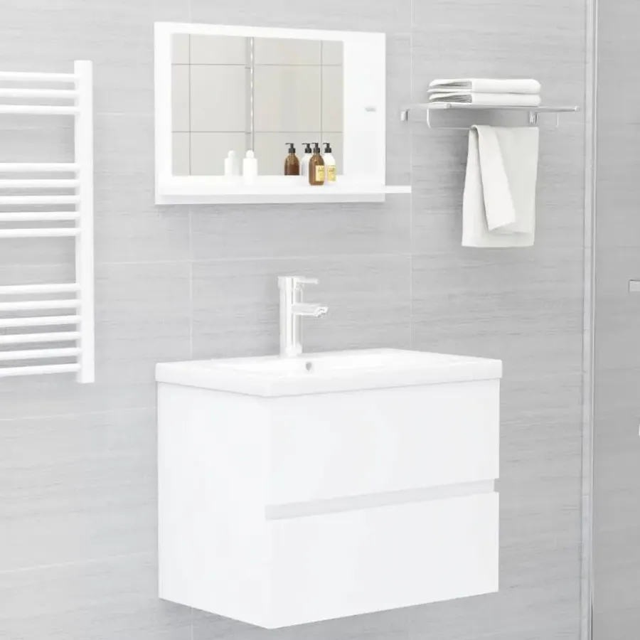 Spiegelkasten-vidaXL - Spiegel - Wit - Bewerkt hout - 60 x 10.5 x 37 cm