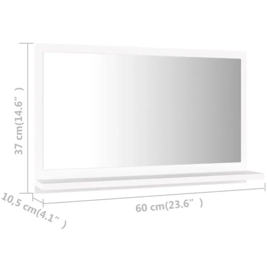 Spiegelkasten-vidaXL - Spiegel - Wit - Bewerkt hout - 60 x 10.5 x 37 cm