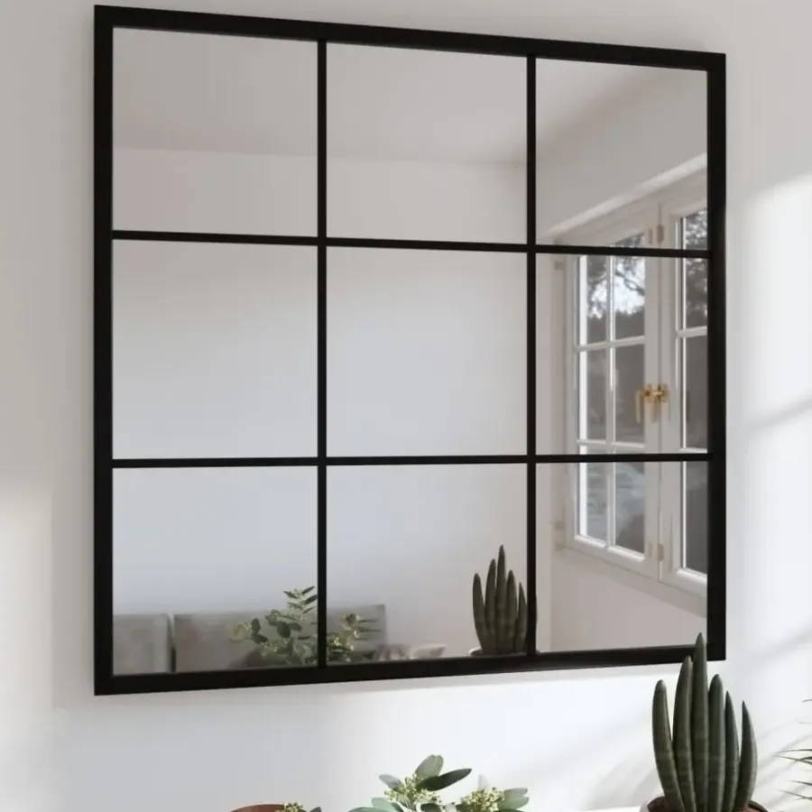 vidaXL - Spiegel - Zwart - Metaal - 60 x 60 cm