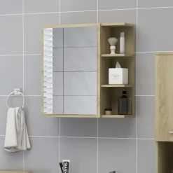 Spiegelkasten-vidaXL - Spiegelkast - Bruin - Bewerkt hout