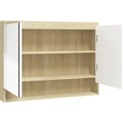 Spiegelkasten-vidaXL - Spiegelkast - Wit - MDF