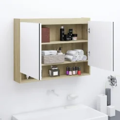 Spiegelkasten-vidaXL - Spiegelkast - Wit - MDF